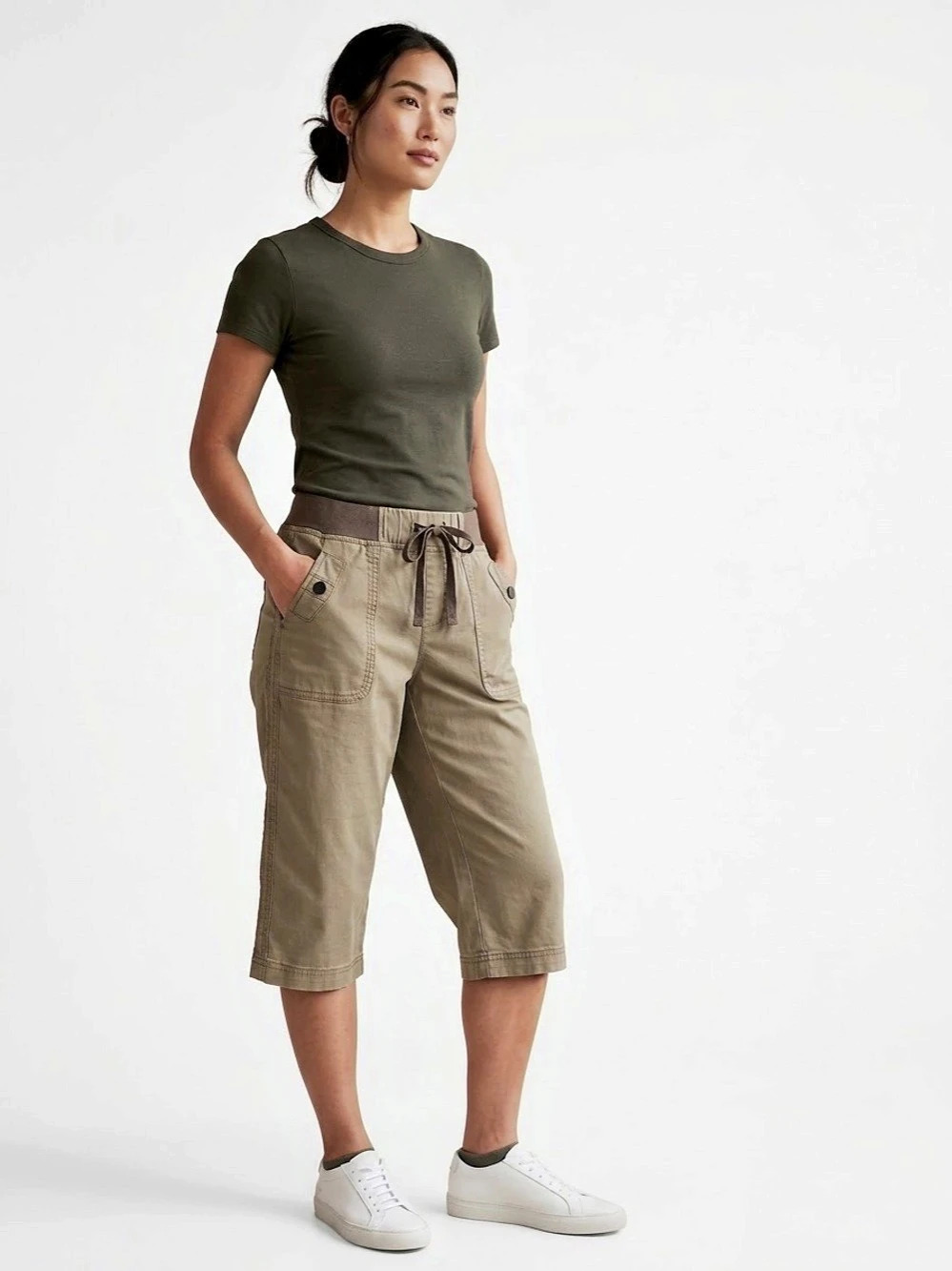 Flamingals Mid Waist Straight Leg Capri Pants size Medium